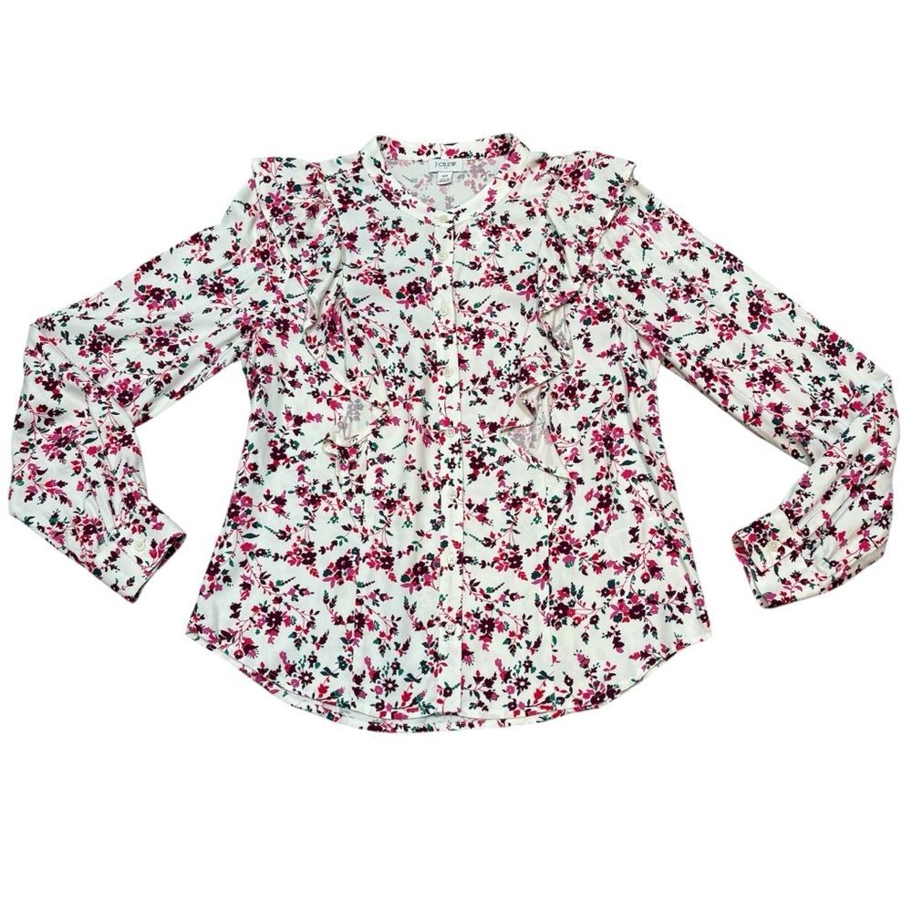 NWT J. Crew Factory Printed Floral Ruffle Top Size XS